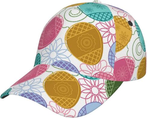 Cute Funny Easter Bunny and Easter Eggs Baseball Cap for Men Women Adjustable Easter Holiday Snapback Baseball Hats in Saudi Arabia