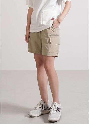 Hewlshawn Women's Shorts Hiking Cargo Pants with Pockets Athletic Casual Elastic Waist Bermuda Streetwear Shorts for Summer in Saudi Arabia