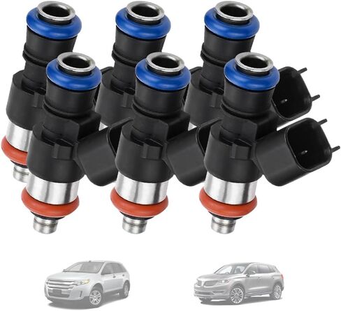 Fuel Injector 6 pcs FIT Ford 3.5/3.7/5.0 L – Edge/Explorer/F-150 / Mustang/Taurus 11-17, Flex 13-17, Transit-150/250/350 15-17 | Lincoln Continental 2017, MKX 11-17, MKS/MKT 13-17 in Kuwait
