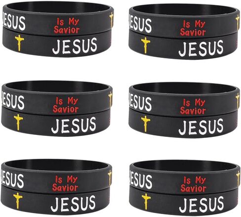 Jesus Cross Bracelet for Men Women Jesus is My Survivor Rubber Wristbands Jesus Silicone Bracelets Inspirational Religious Reminder Jewerly Gift for Him Her in Saudi Arabia