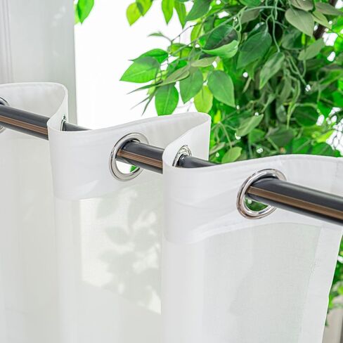 Ivory Sheer Curtains 90 Inches Long, Grommet Semi-Transparent Light Filtering Panels, Soft Polyester Drapes for Living Room Bedroom Dining Room, Privacy Sheer Curtain Panels, 50" W, 2 Pack in Saudi Arabia