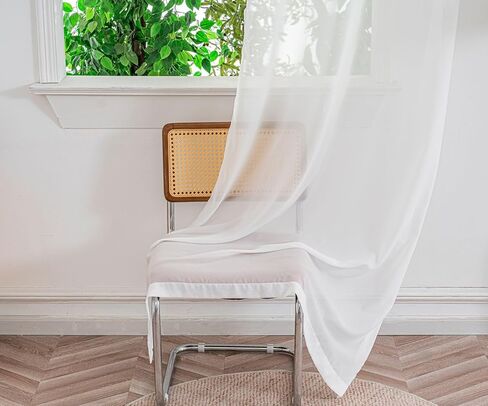 Ivory Sheer Curtains 90 Inches Long, Grommet Semi-Transparent Light Filtering Panels, Soft Polyester Drapes for Living Room Bedroom Dining Room, Privacy Sheer Curtain Panels, 50" W, 2 Pack in Saudi Arabia