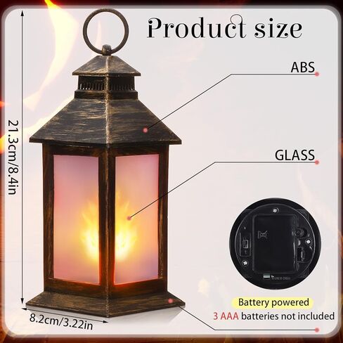 Tondiamo 2 Pcs 8.4'' Ramadan Lanterns LED Indoor Vintage Lanterns Decorative Small Lamp Flame Retro Battery Operated Candles for Home Tabletop Decor Patio Garden Yard Porch Decoration(Bronze) in Saudi Arabia