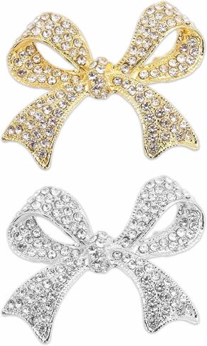 PATIKIL Rhinestone Bow Brooch Pin, Elegant Crystal Sparkly Bowknot Vintage Broach Pin Fashion in Saudi Arabia