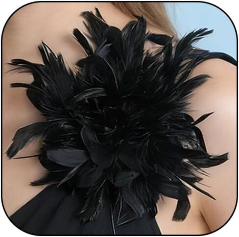 Feather Flower Large Brooch Lapel Pins for Women Elegant Fluffy Feather Brooch Pin Wedding Party Dance Banquet Accessories in Kuwait