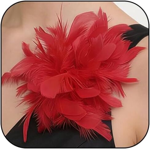 Feather Flower Large Brooch Lapel Pins for Women Elegant Fluffy Feather Brooch Pin Wedding Party Dance Banquet Accessories in Saudi Arabia