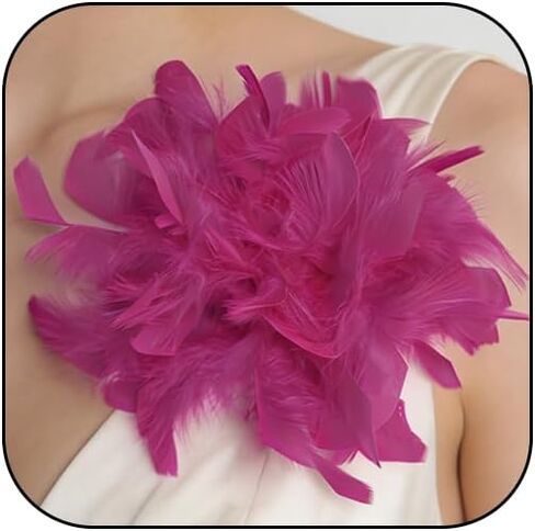 Feather Flower Large Brooch Lapel Pins for Women Elegant Fluffy Feather Brooch Pin Wedding Party Dance Banquet Accessories in Saudi Arabia