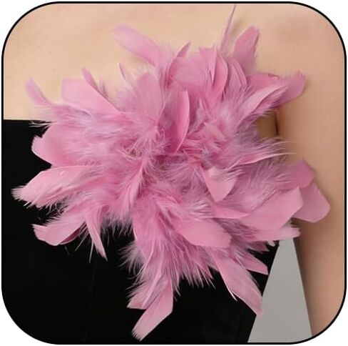 Feather Flower Large Brooch Lapel Pins for Women Elegant Fluffy Feather Brooch Pin Wedding Party Dance Banquet Accessories in Saudi Arabia