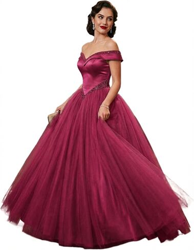 Women's Tulle Prom Gown A-Line Tiered Evening Party Dress Formal Pageant Dress in Kuwait