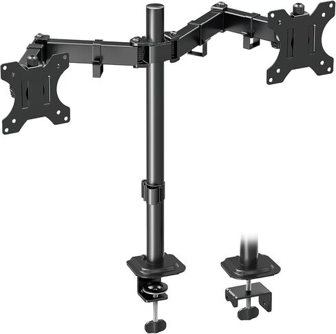 MOUNTUP Dual Monitor Desk Mount, Fully Adjustable Dual Monitor Arm for 2 Max 32 Inch Computer Screens up to 17.6lbs, Dual Monitor Stand Fit Two VESA 75x75&100x100, with C-Clamp and Grommet Base MU0002 in Kuwait