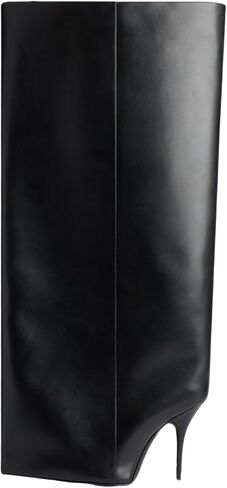 Knee High Stiletto Heel Boots for Women Fold Over Pointed Toe Extra Wide-Calf Pull On Boot Riding Slouchy Long Boots Straight Leg Stylish Fall Shoes in Kuwait