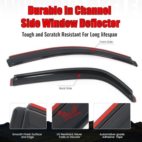 IKON MOTORSPORTS in Channel Window Visors Compatible with 2005-2009 Chevy Equinox & 2006-2009 Pontiac Torrent, Slim Style Acrylic Smoke Rain Guards, Side Window Wind Deflectors 4PCS in Saudi Arabia
