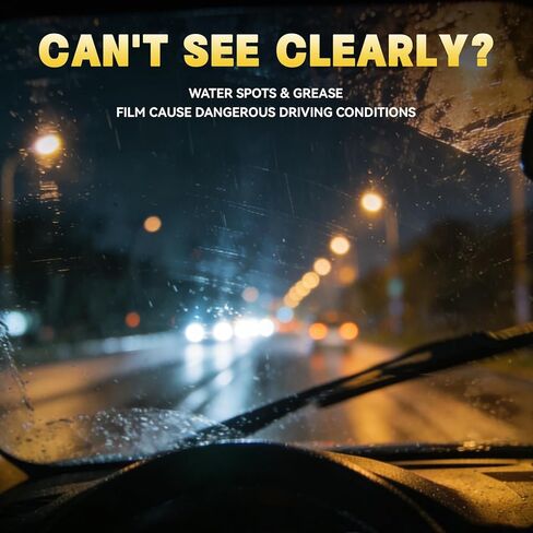 مزيل بقع الماء، ملمع كاشط للزجاج الأمامي للسيارة، الزجاج، الطلاء - يزيل بقع الماء الصعبة، الشحوم، الرواسب المعدنية - آمن على أسطح السيارات، عبوة مزدوجة 100 جرام (2 × 3.5 أونصة) in Kuwait