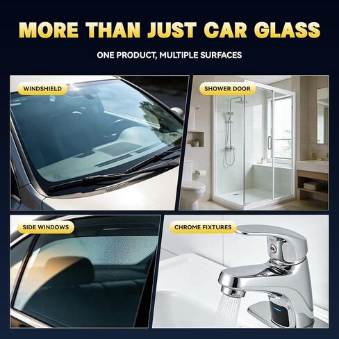 مزيل بقع الماء، ملمع كاشط للزجاج الأمامي للسيارة، الزجاج، الطلاء - يزيل بقع الماء الصعبة، الشحوم، الرواسب المعدنية - آمن على أسطح السيارات، عبوة مزدوجة 100 جرام (2 × 3.5 أونصة) in Kuwait