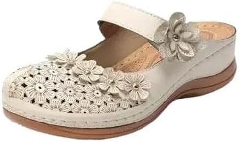 البغال للنساء صندل خشبي مريح أنيق الصيف مغلق اصبع القدم البغال عادية الانزلاق على الأحذية مع حلقة هوك قابلة للتعديل in Kuwait