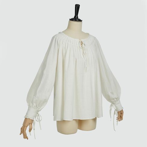 قميص نسائي من العصور الوسطى من miccostumes بأكمام طويلة وتصميم رقبة مربعة من طراز عصر النهضة in Kuwait