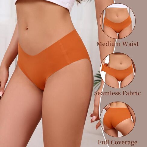 Seamless Mid Waist Underwear No Show Panties Breathable Stretch Hipster Briefs Full Coverage Multipack 6-Pack in Saudi Arabia