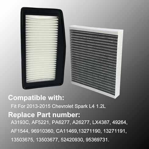 96910360 Engine Air Filter and 13271190 Cabin Air Filter Set Fit For 2013-2015 Chevy Spark L4 1.2L in Kuwait
