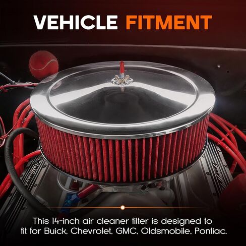 14"x4" Air Cleaner Air Filter Element,Washable Round High Flow Filter Compatible with Chevrolet Buick Ford GMC Oldsmobile Pontiac in Saudi Arabia