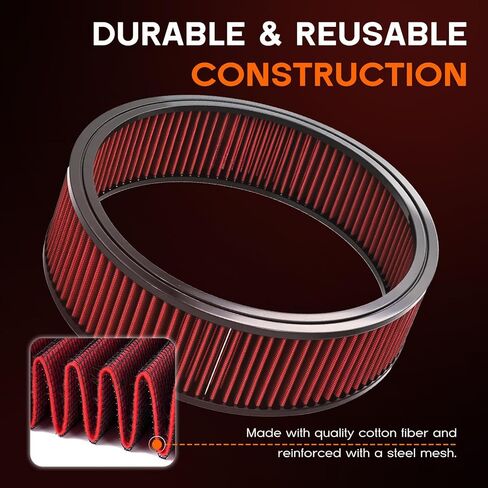 14"x4" Air Cleaner Air Filter Element,Washable Round High Flow Filter Compatible with Chevrolet Buick Ford GMC Oldsmobile Pontiac in Saudi Arabia