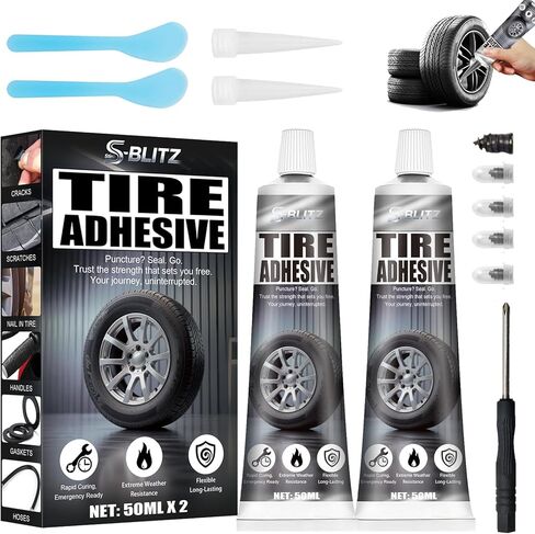 Black Tyre Sealant Glue, Car Tyre Glue, Puncture Repair Glue, Tyre Repair Kit, Bike Tyre Repair Glue, Suitable for Cars, Vans, Motorcycles and Bicycles in Saudi Arabia
