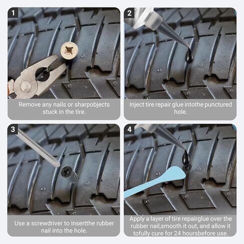Black Tyre Sealant Glue, Car Tyre Glue, Puncture Repair Glue, Tyre Repair Kit, Bike Tyre Repair Glue, Suitable for Cars, Vans, Motorcycles and Bicycles in Saudi Arabia