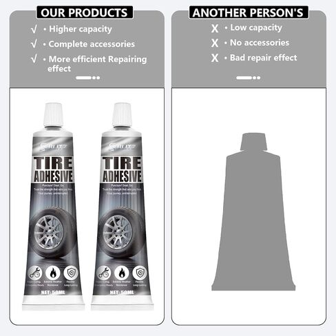 Black Tyre Sealant Glue, Car Tyre Glue, Puncture Repair Glue, Tyre Repair Kit, Bike Tyre Repair Glue, Suitable for Cars, Vans, Motorcycles and Bicycles in Saudi Arabia