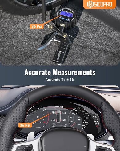 Digital Tire Pressure Gauge with Inflator, T500 Air Compressor Attachments, Heavy Duty Air Chuck with Rubber Hose and Quick Connect Coupler in Saudi Arabia