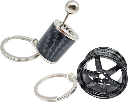 GT // الدوارات من ألياف الكربون علبة التروس اليدوية 6 سرعات سلسلة مفاتيح + حلقة مفاتيح عجلة (جديدة لعام 2025) in Kuwait