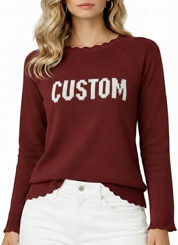 Custom Knit Sweater for Women, Personalized Name Knit Sweater with Embroidered Design, Ideal Gift for Moms, Teachers, Birthdays, Mother's Day & Special Occasions in Kuwait