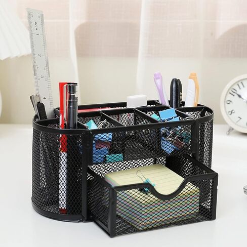Mesh Desk Organizer, Basics Pen Holder and Desk Organizer with Compartments, Desk Accessories & Workspace Organizers for Office School Home Supplies Teacher Students in Saudi Arabia