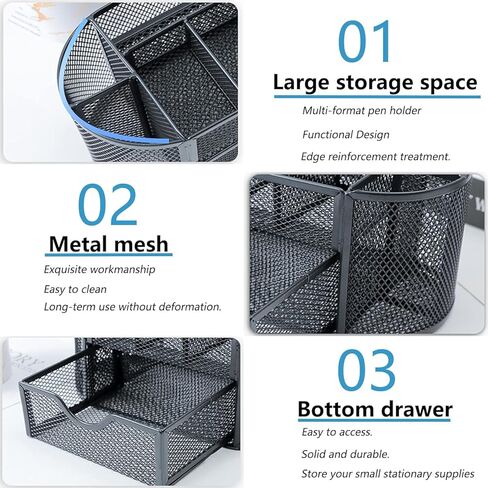 Mesh Desk Organizer, Basics Pen Holder and Desk Organizer with Compartments, Desk Accessories & Workspace Organizers for Office School Home Supplies Teacher Students in Saudi Arabia
