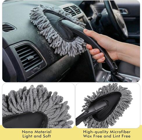 Lounsweer 4 Pcs Large Car Duster Set Microfiber Dust Cleaning Sets with Extendable Handle Exterior Duster Dashboard Detailing Brush Interior Exterior Cleaning Sets for Auto Truck Boat in Saudi Arabia