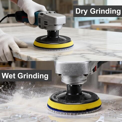 وسادات تلميع ماسية مقاس 4 بوصات، طقم وسادات رطبة/جافة 13 قطعة مع وسادة داعمة مقاس 5/8 بوصة - 11 بوصة، حبيبة 30-6000 لسطح كونترتوب الكوارتز الخرساني والرخام الجرانيت، تستخدم مع ملمع مطحنة المثقاب in Kuwait