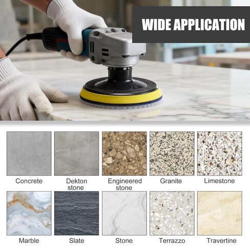 وسادات تلميع ماسية مقاس 4 بوصات، طقم وسادات رطبة/جافة 13 قطعة مع وسادة داعمة مقاس 5/8 بوصة - 11 بوصة، حبيبة 30-6000 لسطح كونترتوب الكوارتز الخرساني والرخام الجرانيت، تستخدم مع ملمع مطحنة المثقاب in Kuwait