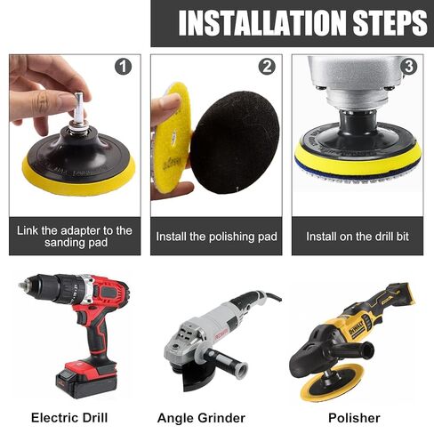 وسادات تلميع ماسية مقاس 4 بوصات، طقم وسادات رطبة/جافة 13 قطعة مع وسادة داعمة مقاس 5/8 بوصة - 11 بوصة، حبيبة 30-6000 لسطح كونترتوب الكوارتز الخرساني والرخام الجرانيت، تستخدم مع ملمع مطحنة المثقاب in Kuwait