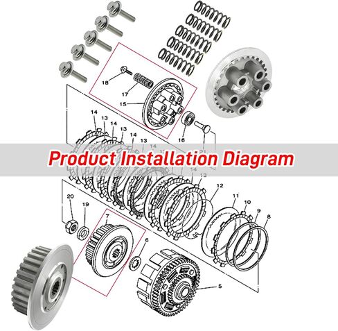 طقم حشية لوحة الضغط الداخلي والمحور الداخلي لمركز القابض متوافق مع Yamaha Raptor 700/700R 2006-2024 OEM# 1S3-16351-00-00 1S3-16371-10-00 in Saudi Arabia