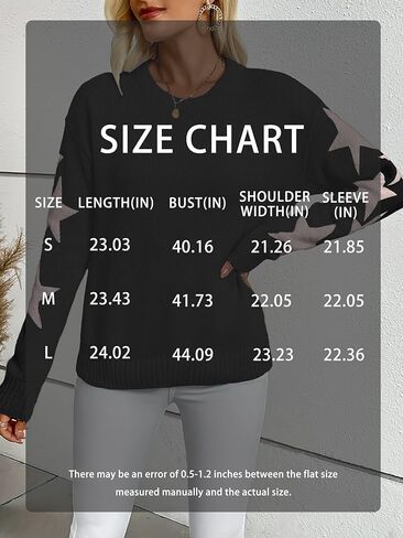 Womens Crew Neck Star Graphic Long Sleeve Sweater Loose Casual Fashion Pullover Sweaters in Saudi Arabia