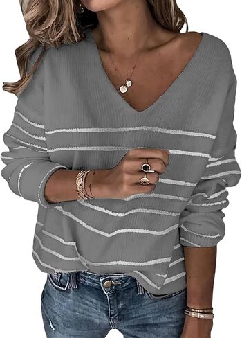 Womens Cute Oversized V Neck Long Sleeve Sweaters Winter 2026 in Kuwait