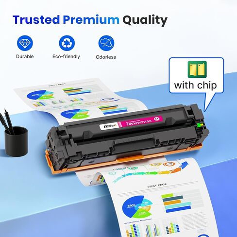 206X Toner Cartridges 4 Pack 206A High Yield | for HP Color LaserJet MFP M283fdw Toner Cartridges Replacement for HP 206A 206X W2110X M283fdw M283cdw Pro M255dw Ink | Black Cyan Yellow Magenta in Kuwait