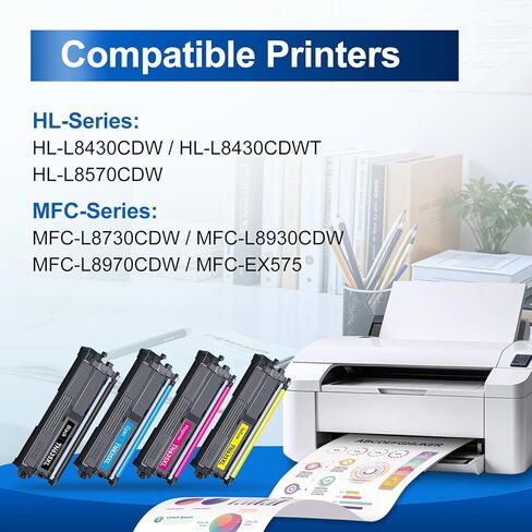 استبدال خرطوشة الحبر المتوافقة مع InkNI لحبر Brother TN635XL TN635 XL TN-635XL لحبر MFC-L8930CDW MFC-L8730CDW HL-L8430CDW HL-L8430CDWT HL-L8570CDW MFC-L8970CDW MFC-EX575 حبر الطابعة 4 عبوات in Kuwait