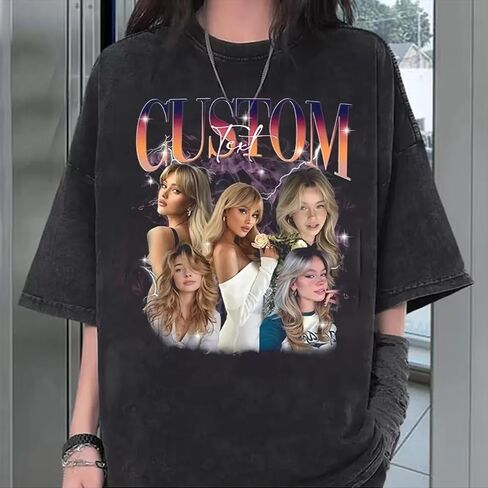 Custom Bootleg Rap Tee Shirt for Boyfriend Girlfriend, Custom Face Tshirt Vintage, Personalized Graphic Shirt Birthday Gift Idea, Bachelorette Surprise Multicolor in Kuwait