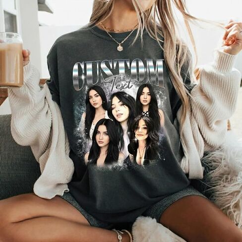 Custom Bootleg Rap Tee Shirt for Boyfriend Girlfriend, Custom Face Tshirt Vintage, Personalized Graphic Shirt Birthday Gift Idea, Bachelorette Surprise Multicolor in Kuwait