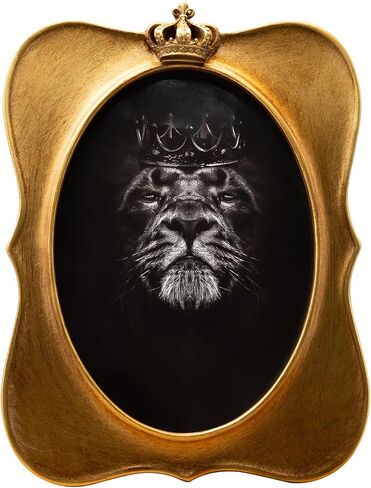 5x7 Vintage Oval Picture Frame, Antique Bronze Gold Ornate Crown Frame with Glass Front, Distressed Retro Design for Tabletop & Wall Hanging, Home Decor Gift Photo Gallery Art in Saudi Arabia