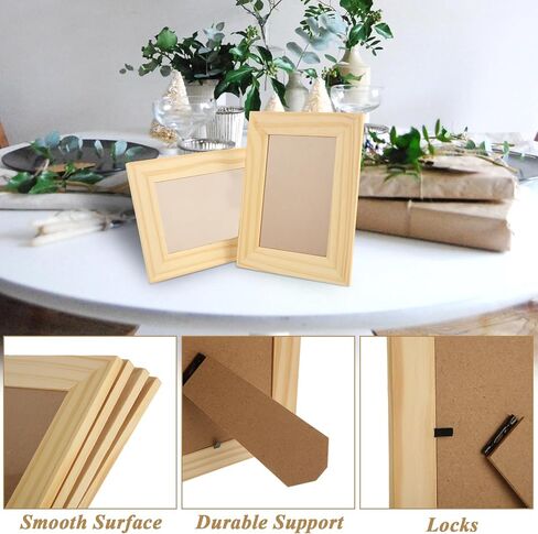 12PCS Wooden Picture Frame for Crafts 4x6 Wooden Frame Unfinished Wood Frames Bulk Solid Wood Picture Frames Wood Frames for Photos Postcard Photo Frames Displays in Saudi Arabia