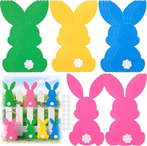 16 Pcs 12'' Large Felt Easter Bunny Decorations Colorful Bunny Signs DIY Rabbit Craft for Basket Buckets Spring Easter Party Wall Home Office Wreath Lawn Indoor Outdoor Decor Supplies in Saudi Arabia