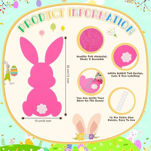 16 Pcs 12'' Large Felt Easter Bunny Decorations Colorful Bunny Signs DIY Rabbit Craft for Basket Buckets Spring Easter Party Wall Home Office Wreath Lawn Indoor Outdoor Decor Supplies in Saudi Arabia