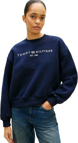 Tommy Hilfiger Women's Medium Weight Crew Neck Sweatshirt Pullover With Logo in Saudi Arabia