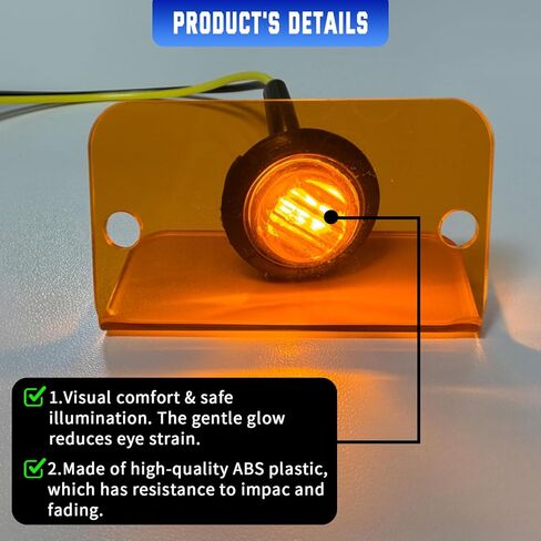 Cab Moon Sun Visor Replacement Light Lenses Lens & Wiring Harness Orange Visor Light Universal for Chevy Chevrolet GMC Ford Dodge Jeep Cummins Powerstroke Duramax for Truck Car Interior, Amber in Saudi Arabia