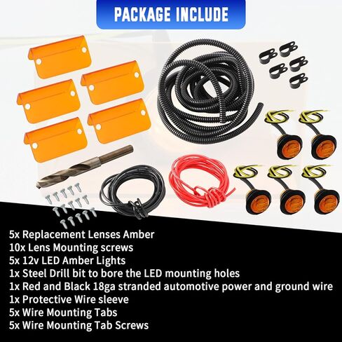 Cab Moon Sun Visor Replacement Light Lenses Lens & Wiring Harness Orange Visor Light Universal for Chevy Chevrolet GMC Ford Dodge Jeep Cummins Powerstroke Duramax for Truck Car Interior, Amber in Saudi Arabia
